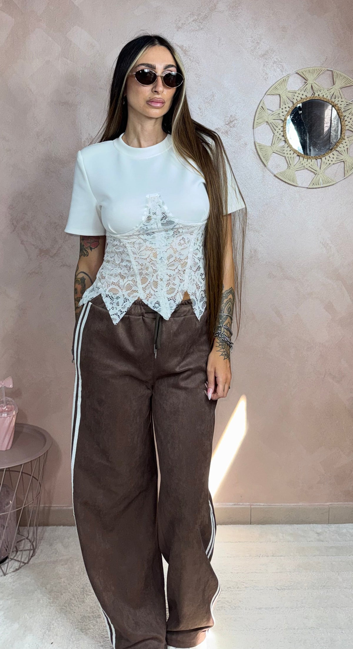 T-shirt Lace Strutturata