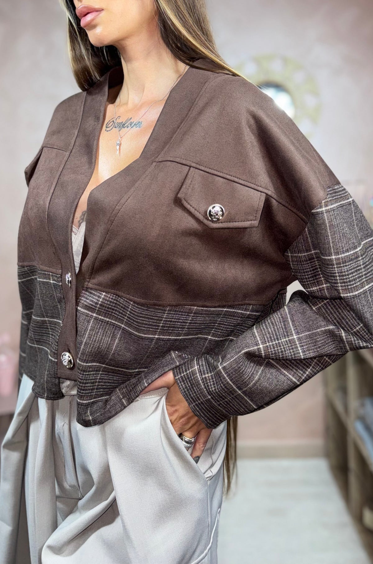 Cardigan Corto Tartan