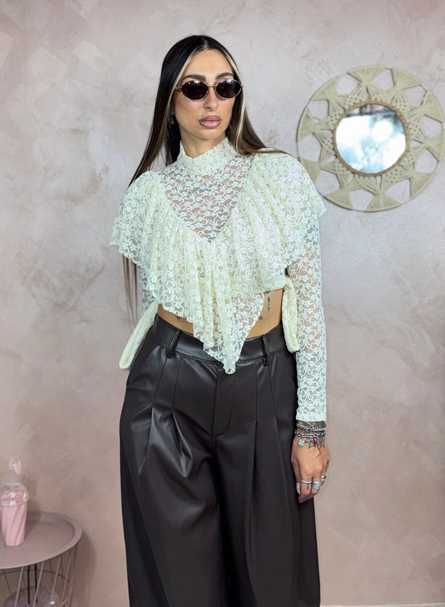 Blusa Jolie Luxury in pizzo/velluto