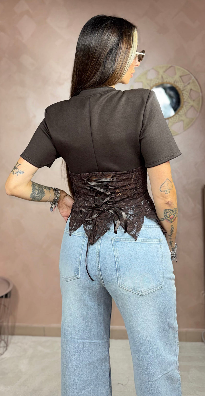 T-shirt Lace Strutturata
