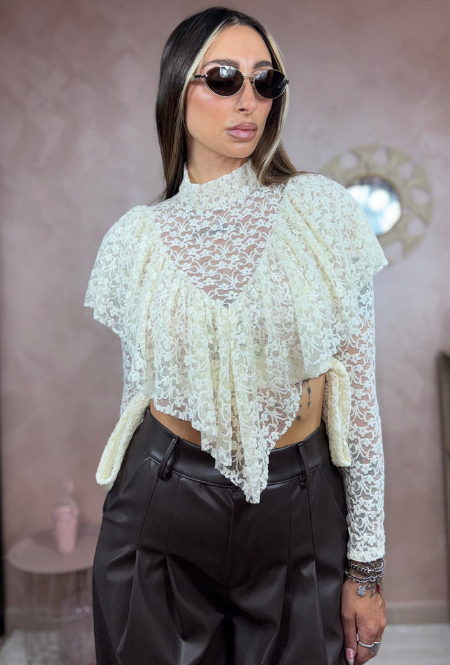 Blusa Jolie Luxury in pizzo/velluto