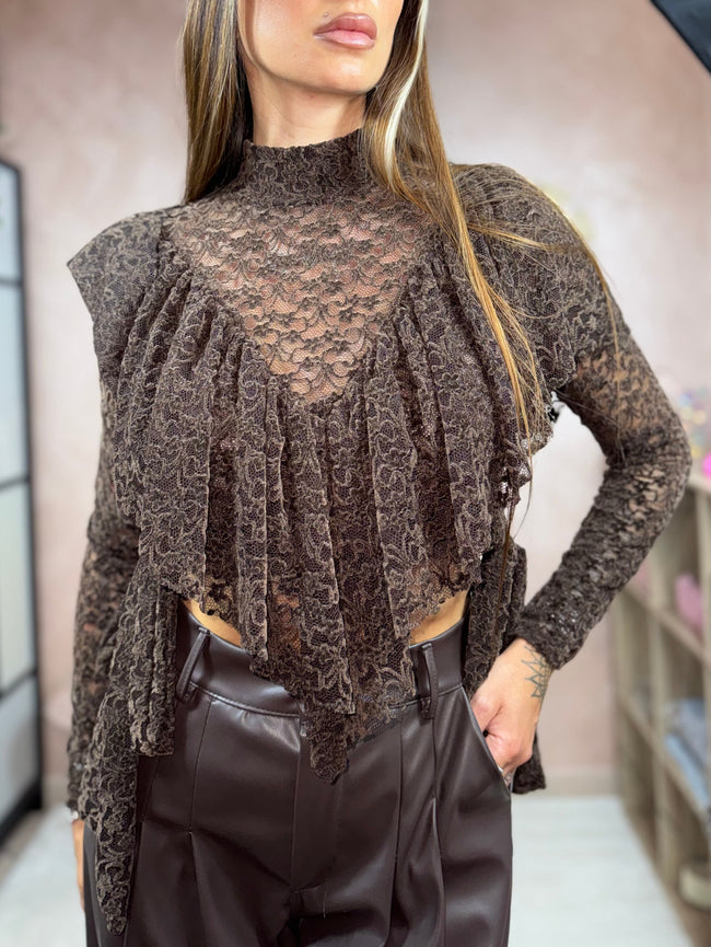Blusa Jolie Luxury in pizzo/velluto