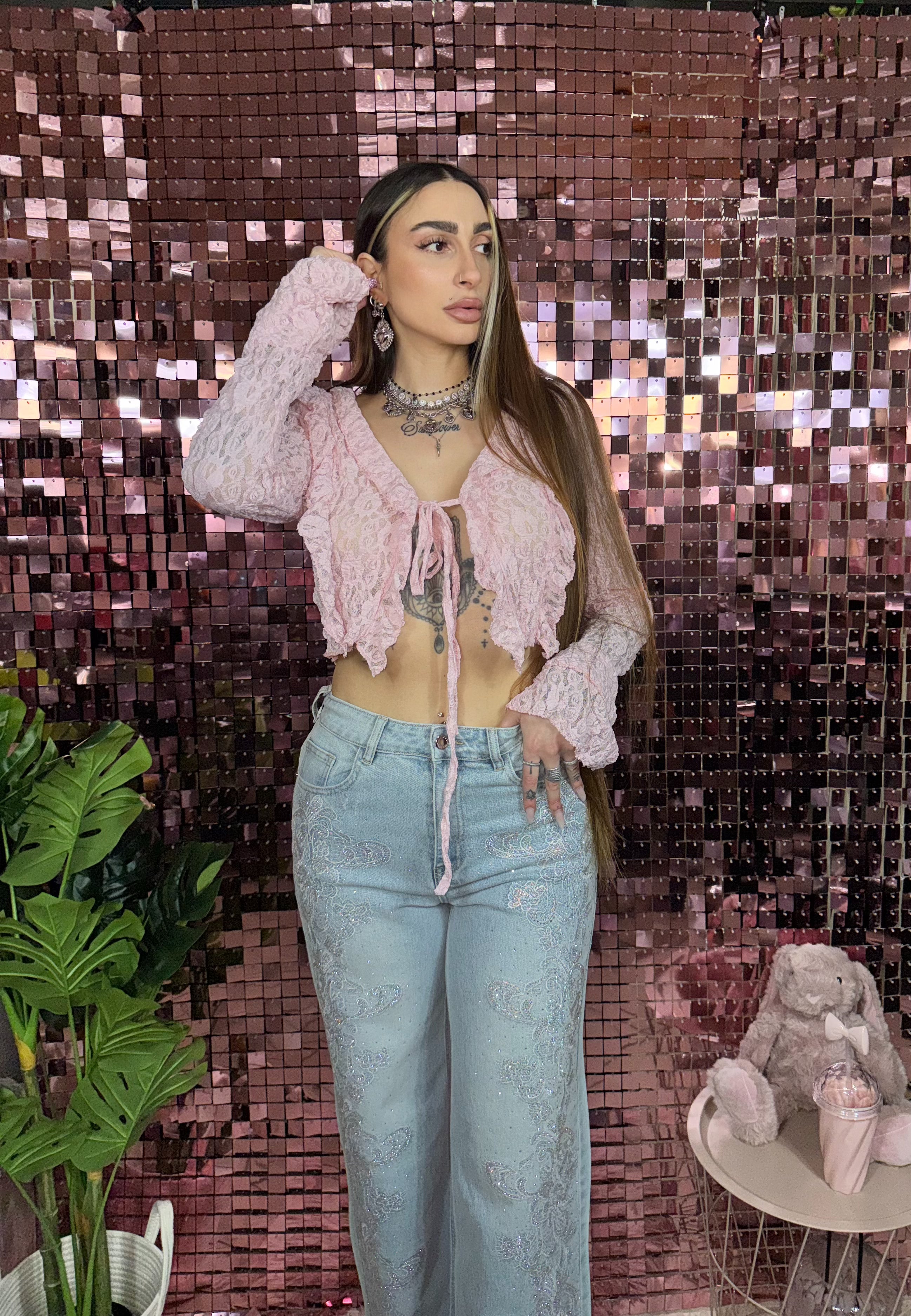 Jeans Lace Diamond Palazzo